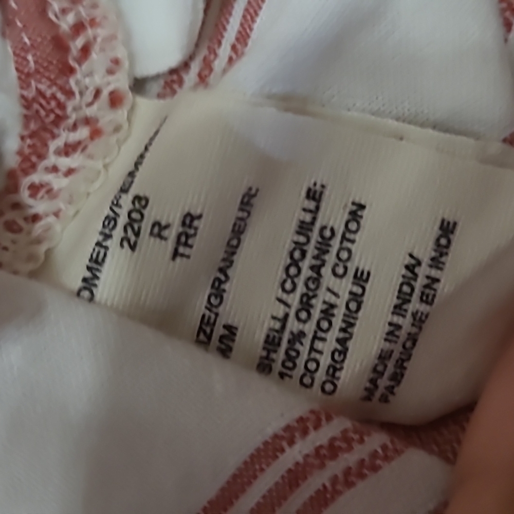 𝅺WOOLRICH Dark Pink White Striped Green Embroidered Top  organic cotton Medium - Picture 7 of 8